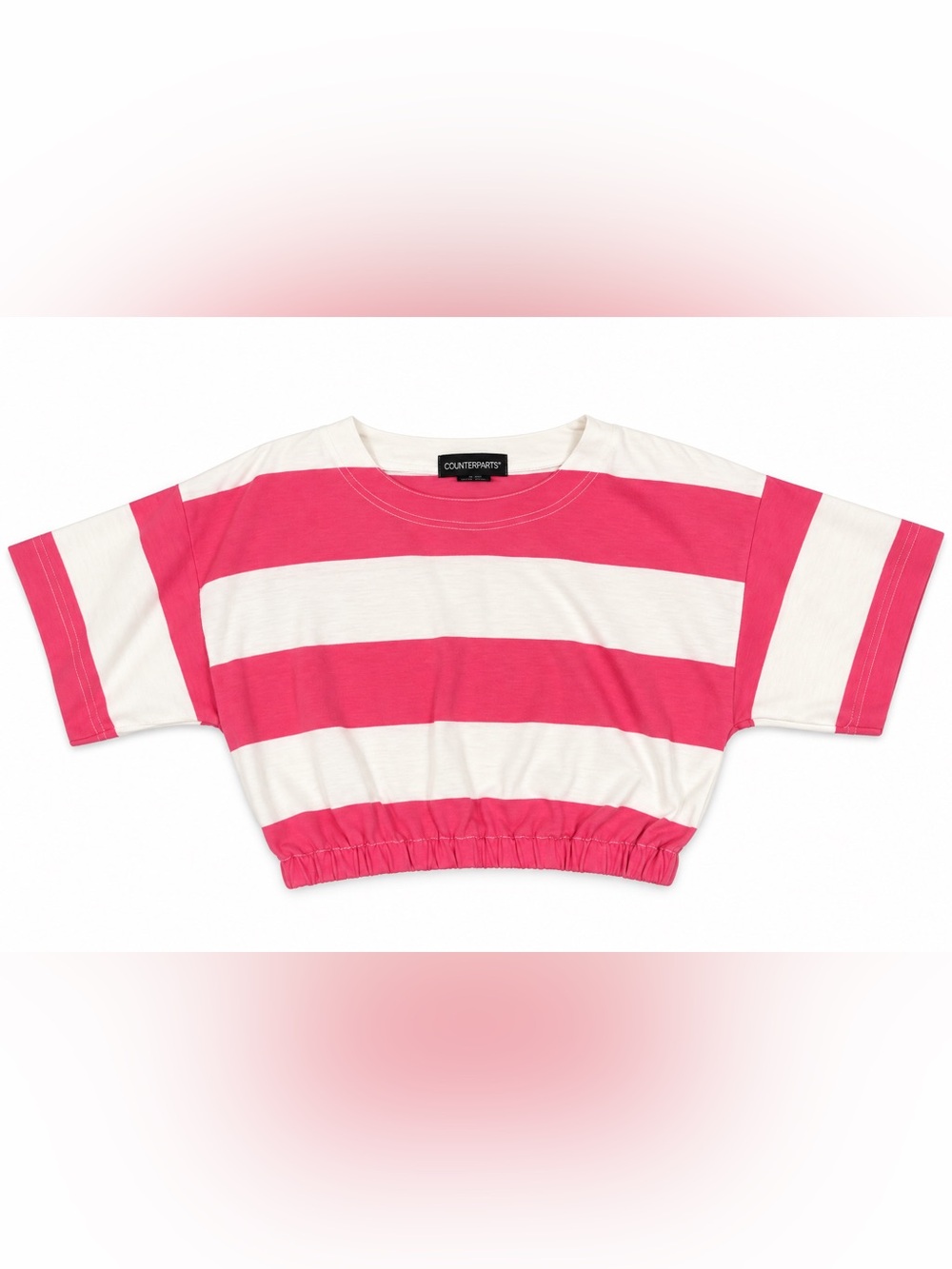 Counterparts Pink and White Striped Cropped Tee